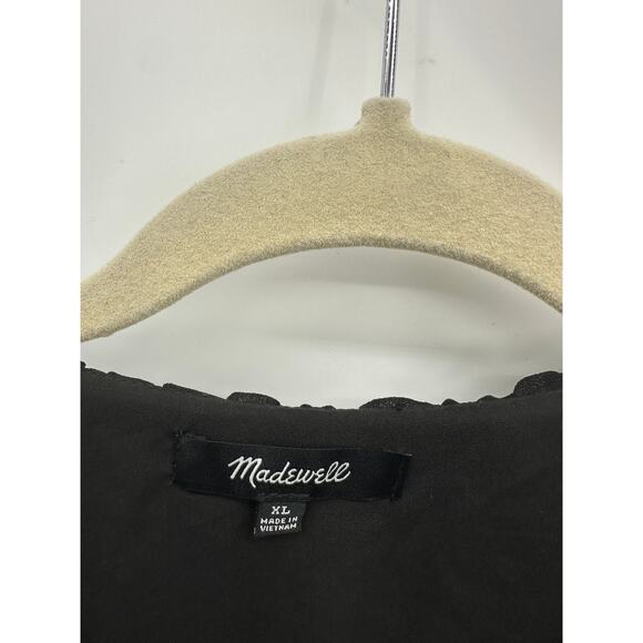 Madewell Womens Black Floral Wrap Front Dress Size XL Dainty Feminine Ruffle - Picture 6 of 6